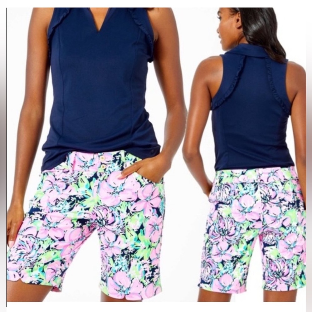 Lilly Pulitzer Luxletic Bettina UPF 50+ High Tide Navy “Tall Order” Shorts
